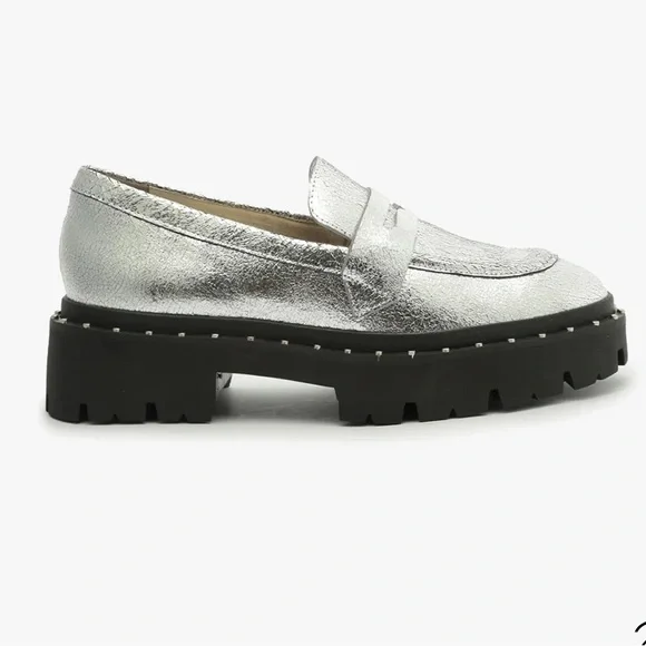 NWT Schutz Christie Silp On Studded Silver Shoes - Picture 3 of 8